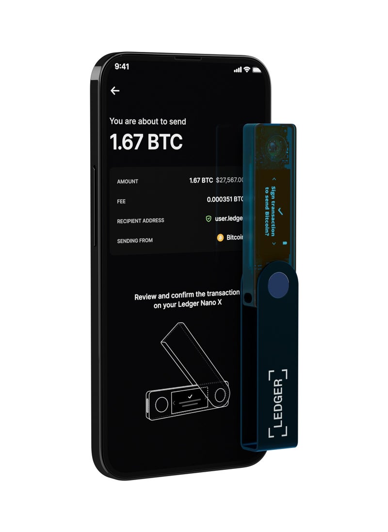 Ledger - Nano X Hardware Wallet | Safest Crypto & NFT Cold Storage, Big Screen + Wireless Bluetooth & Type-C Connectivity, 5000+ Coins Supported, for iOS & Android, MacOS & Windows - Sapphire Blue - Image 1