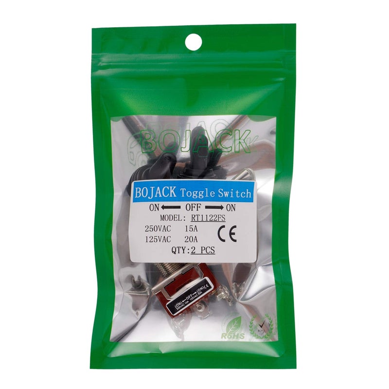 BOJACK RT1122FS Toggle Switch 125V 20A Momentary Automatic Reset Switches 250V 15A SPST ON -Off- ON 3 Terminal pin Rocker Switch with Metal Waterproof Cap (Pack of 2) - Image 5
