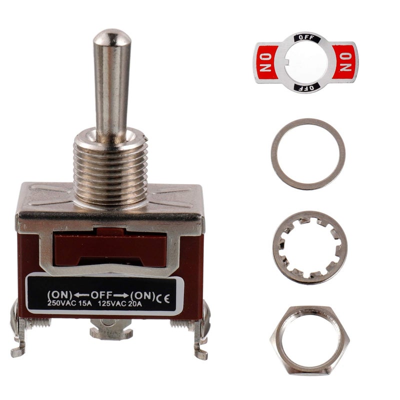 BOJACK RT1122FS Toggle Switch 125V 20A Momentary Automatic Reset Switches 250V 15A SPST ON -Off- ON 3 Terminal pin Rocker Switch with Metal Waterproof Cap (Pack of 2) - Image 3