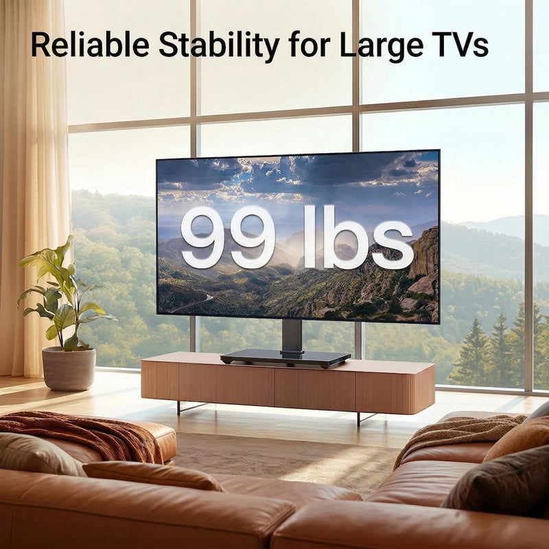 PERLESMITH Universal Swivel TV Stand Legs for 37-75 inch TVs, Height Adjustable Tabletop Mount Holds up to 99lbs, Television Table TV Stands for Livingroom & Bedroom, Universal VESA 600x400mm, PSTVS13 - Image 3