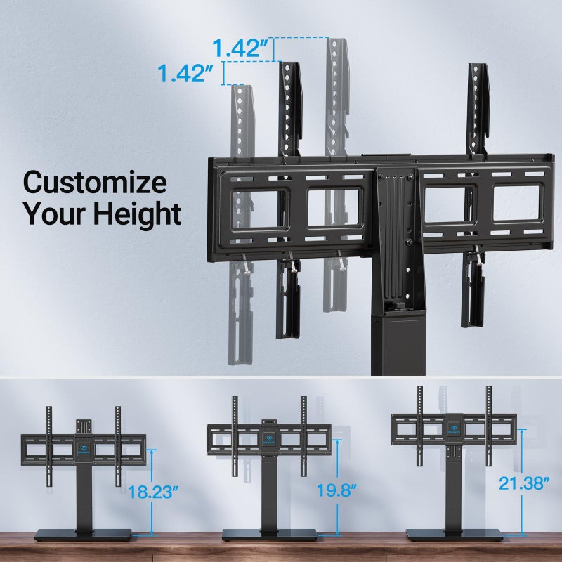 PERLESMITH Universal Swivel TV Stand Legs for 37-75 inch TVs, Height Adjustable Tabletop Mount Holds up to 99lbs, Television Table TV Stands for Livingroom & Bedroom, Universal VESA 600x400mm, PSTVS13 - Image 5