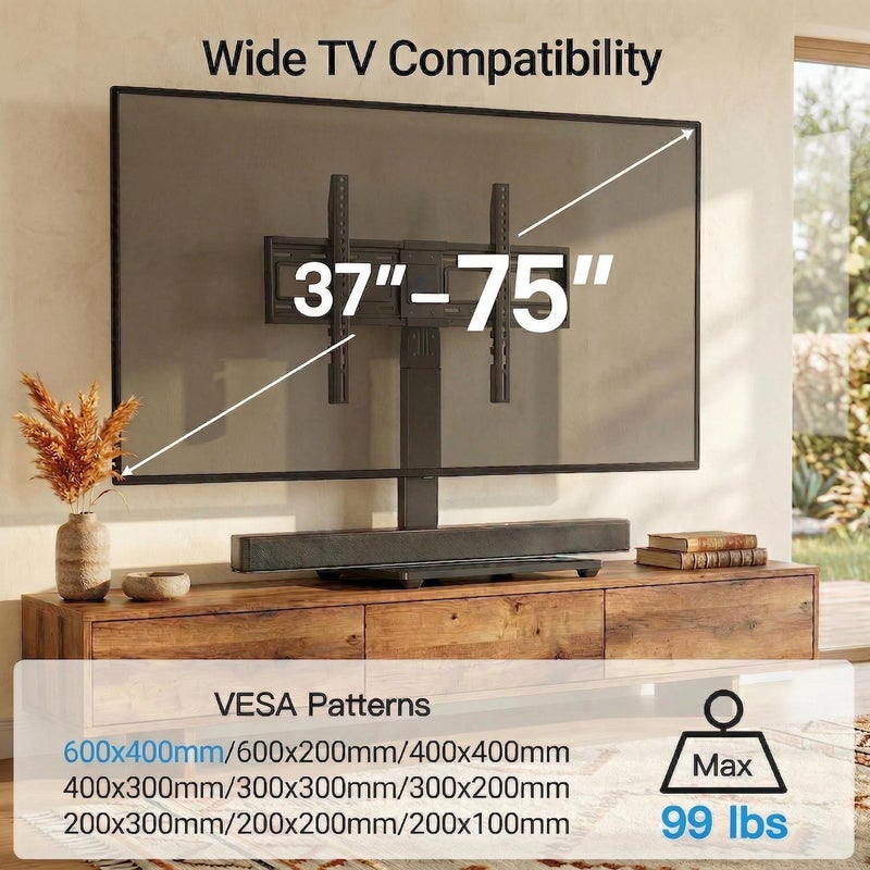 PERLESMITH Universal Swivel TV Stand Legs for 37-75 inch TVs, Height Adjustable Tabletop Mount Holds up to 99lbs, Television Table TV Stands for Livingroom & Bedroom, Universal VESA 600x400mm, PSTVS13 - Image 2