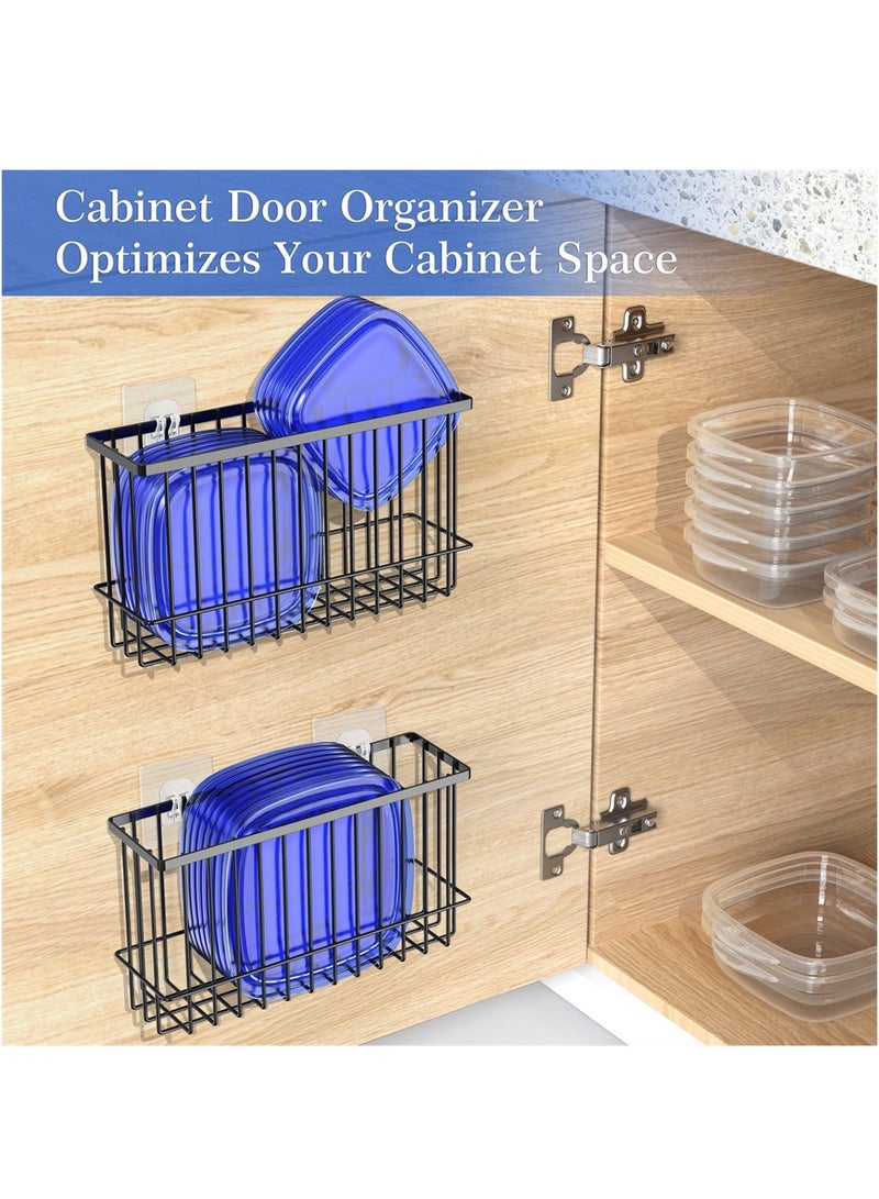 SYOSI Adhesive Shower Caddy Basket Shelf, 2 PCS Cabinet Door Lid Organizer, Bathroom Organizer Shelves, Kitchen Storage Rack, No Drilling Wall Mounted Rustproof Shower Shelf for Inside Shower - Image 3