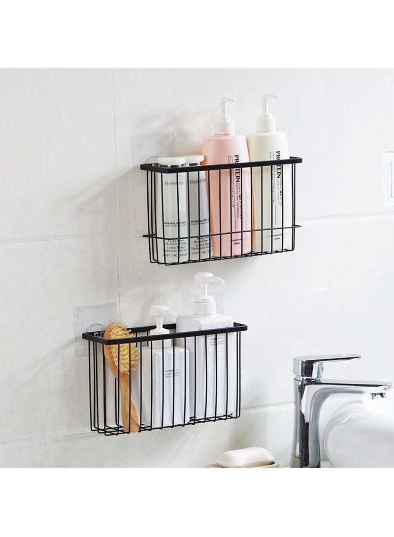 SYOSI Adhesive Shower Caddy Basket Shelf, 2 PCS Cabinet Door Lid Organizer, Bathroom Organizer Shelves, Kitchen Storage Rack, No Drilling Wall Mounted Rustproof Shower Shelf for Inside Shower - Image 2