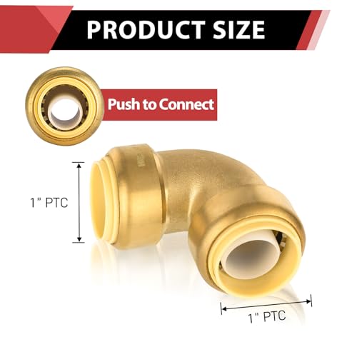 EFIELD (Pack of 2) EFIELD Push-Fit 1 Inch x 1 Inch Elbow Brass Fitting to Connect Pex, Copper, CPVC with Disconnect Clip,(PF050-2PCS) - Image 2