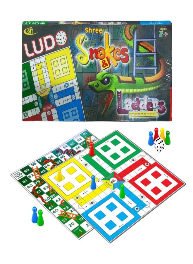 STAZIE | Ludo and Snake & Ladder Deluxe Board Game | Big Size 13 Inch Playing Board | 2-in-1 Classic Family Game for Kids & Adults | Saap Seedhi Travel Board Game - Image 1