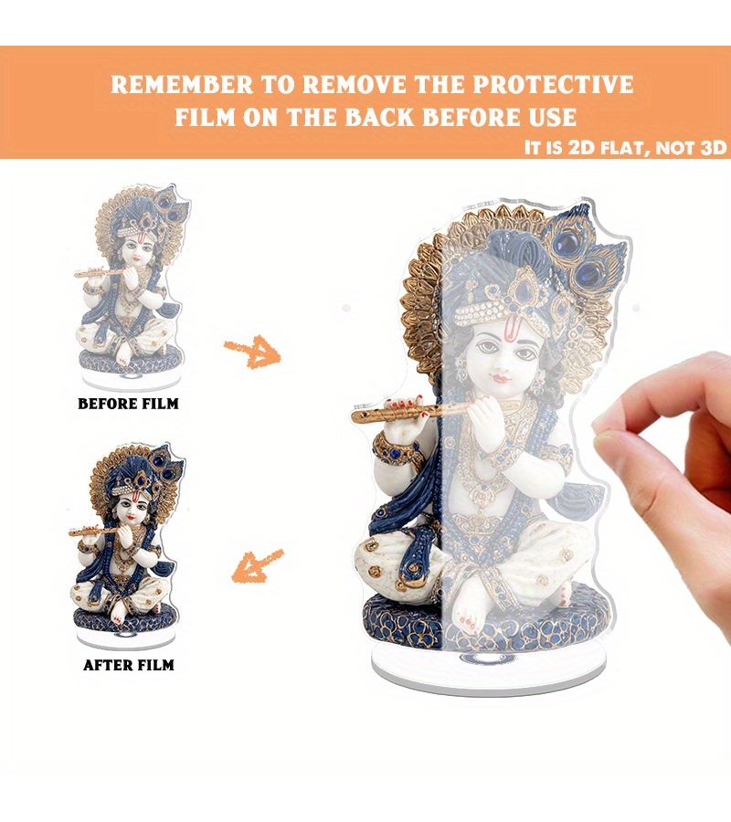 Rotatable Crystal Krishna Tabletop Decoration Model A Blue Gold Divine Spiritual Home Diwali Decor - Image 3