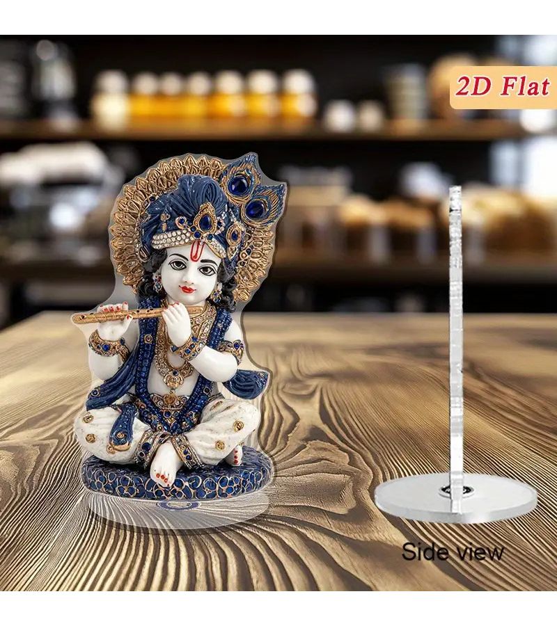 Rotatable Crystal Krishna Tabletop Decoration Model A Blue Gold Divine Spiritual Home Diwali Decor - Image 1