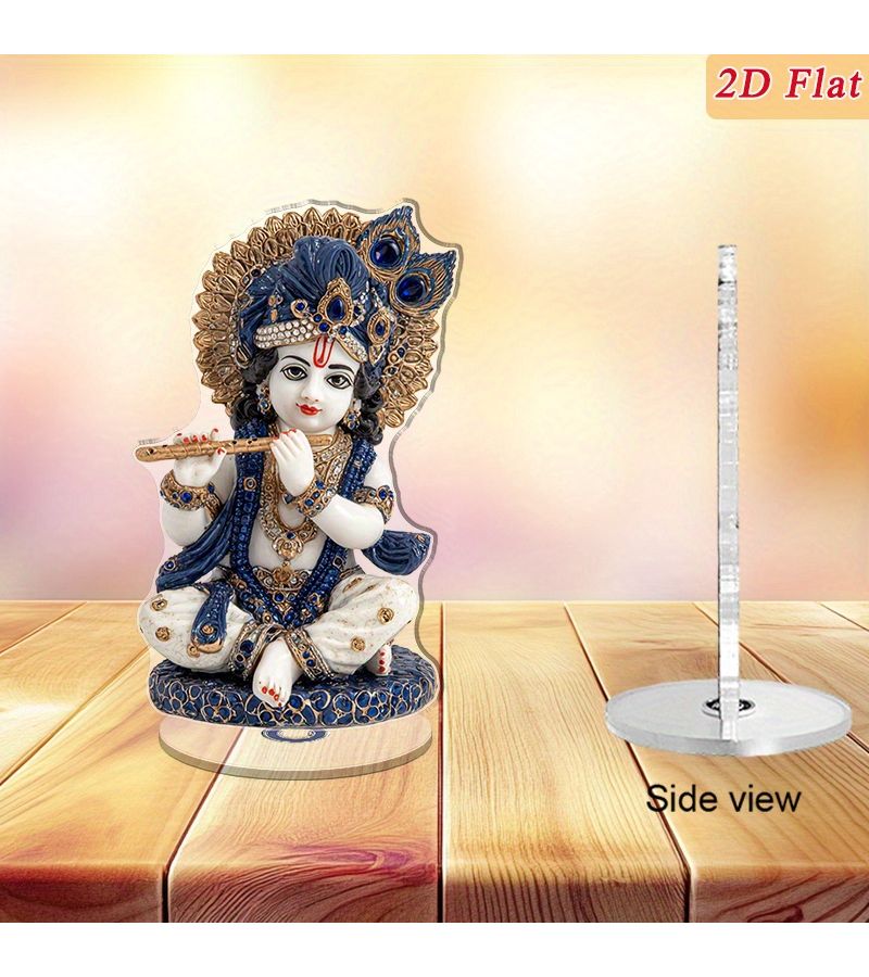 Rotatable Crystal Krishna Tabletop Decoration Model A Blue Gold Divine Spiritual Home Diwali Decor - Image 5