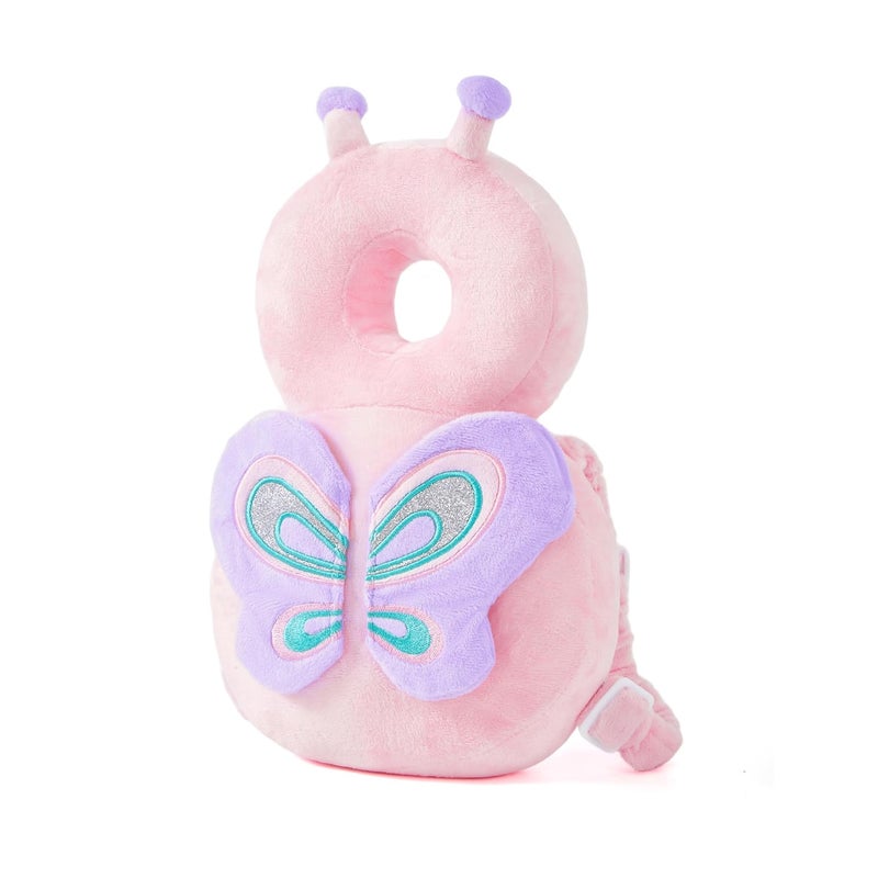 KingCheer Baby Back Potection Toddler Safety Protector Cushion Pad Toddler Backpack for Crawling Walking Adjustable Toddlers Back Safety Pad for Boys and Girls(Pink Butterfly) - Image 4
