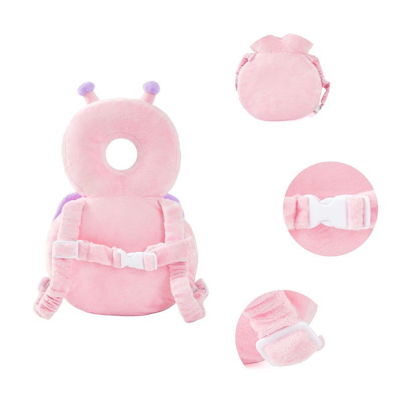 KingCheer Baby Back Potection Toddler Safety Protector Cushion Pad Toddler Backpack for Crawling Walking Adjustable Toddlers Back Safety Pad for Boys and Girls(Pink Butterfly) - Image 5