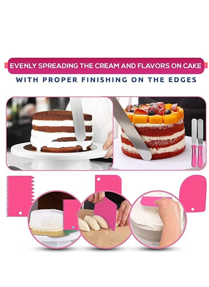 Generic - 35PCs Cake Turntable and Leveler-Rotating Cake Stand with Non Slip pad-7 Icing Tips and 20 Bags- Straight & Offset Spatula-3 Sc Set -Baking Tools - Image 1