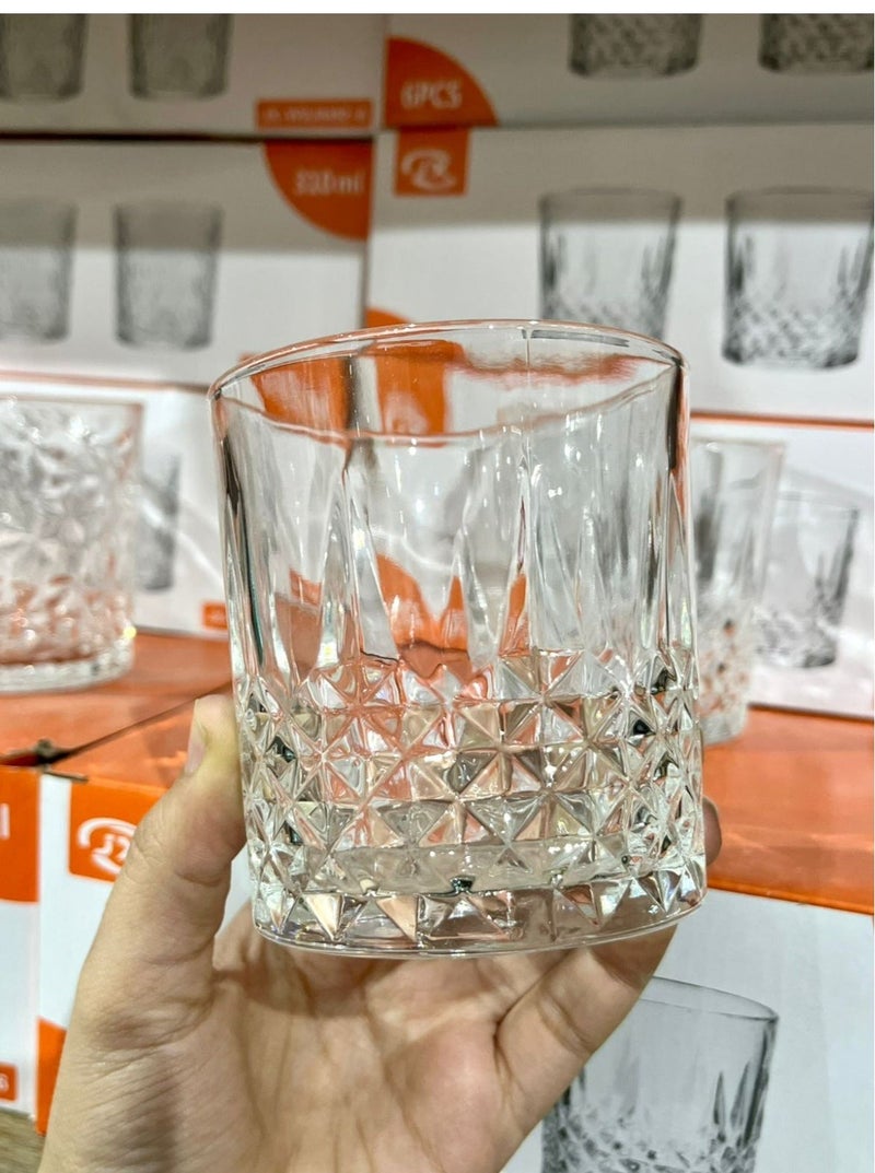 طقم أكواب زجاجية 6 قطع، أكواب شرب شفافة سعة 310 مل - Image 1