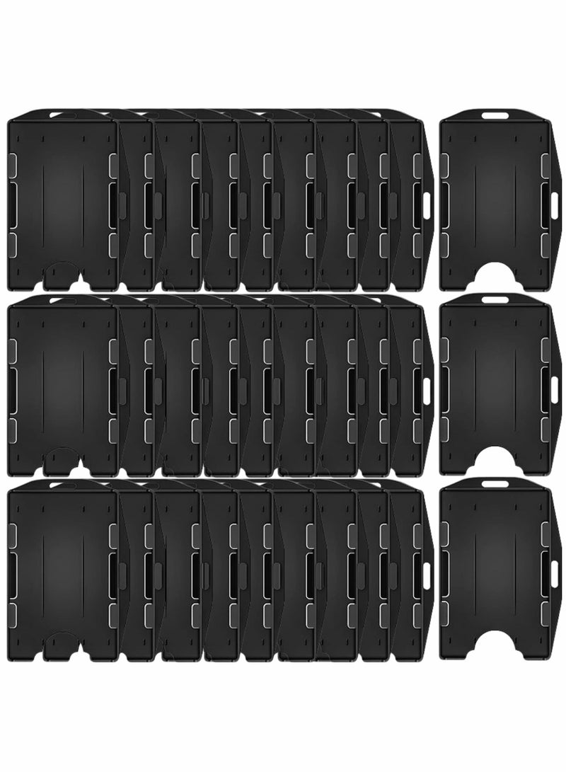 SYOSI 2 Sided id Badge Holder Rigid Hard Plastic id Access id Card case Vertical and Horizontal id Access Black Rigid Card Protectors Plastic Credit Card Protector for 2 Card(30 Packs) - Image 1