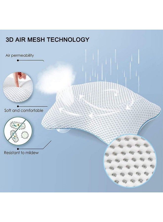Idle Hippo Non Slip Bath Pillow Luxury Spa Bathtub Head & Neck Rest Support Permeable Quick Drying Air Mesh Tub Pillow With 4 Large Suction Cups Fits Any Tubs Soft And Relaxing  - Image 4