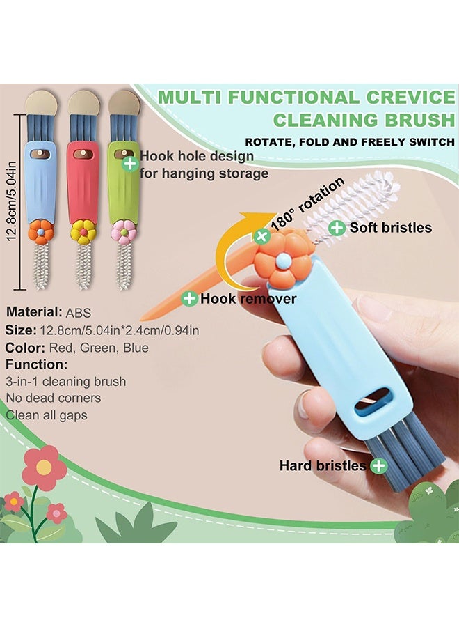 Bottle Cleaning Brush Set, 3-in-1 Multifunctional Portable Cup Lid & Water Bottle Cleaning Brush, Suitable for Tight Spaces, Bottle Gaps, Glasses, Travel Cup Lids, 3 Pieces - Image 3