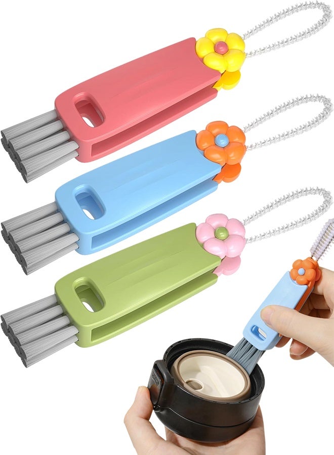 Bottle Cleaning Brush Set, 3-in-1 Multifunctional Portable Cup Lid & Water Bottle Cleaning Brush, Suitable for Tight Spaces, Bottle Gaps, Glasses, Travel Cup Lids, 3 Pieces - Image 1
