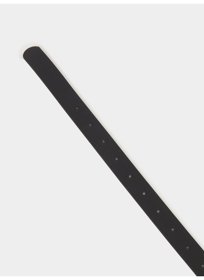 Styli Styli Black Solid Waist Belt with Metal Buckle  - Image 5
