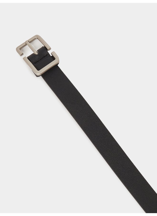 Styli Styli Black Solid Waist Belt with Metal Buckle  - Image 4