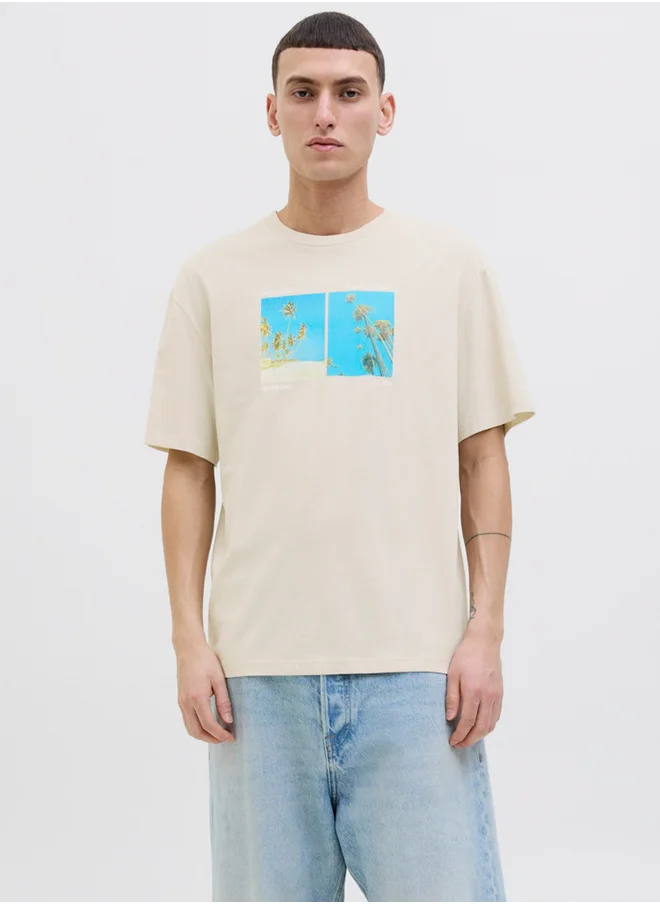 JACK & JONES Graphic Print Round Neck T-Shirt