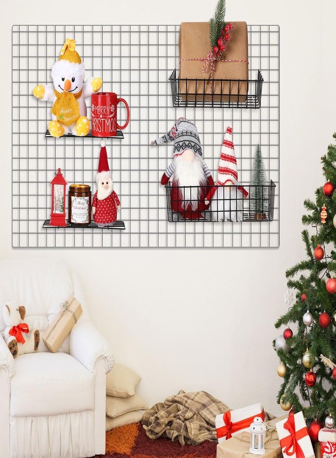 Yaocom 9 Pcs Grid Wall Shelves Gridwall Accessories Wall Grid Panel Hanging Basket with Hooks Set Includes 3 Basket 3 Wire Straight Shelf 3 Hooks Rack for Home Storage Display Organizer(Black) - Image 4