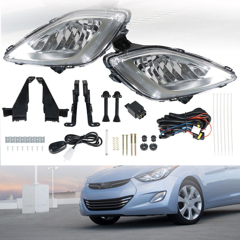 SEBLAFF 2Pack Fog Light Assembly with Bulbs Switch Wiring Kit Replacement for 20112013 Elantra