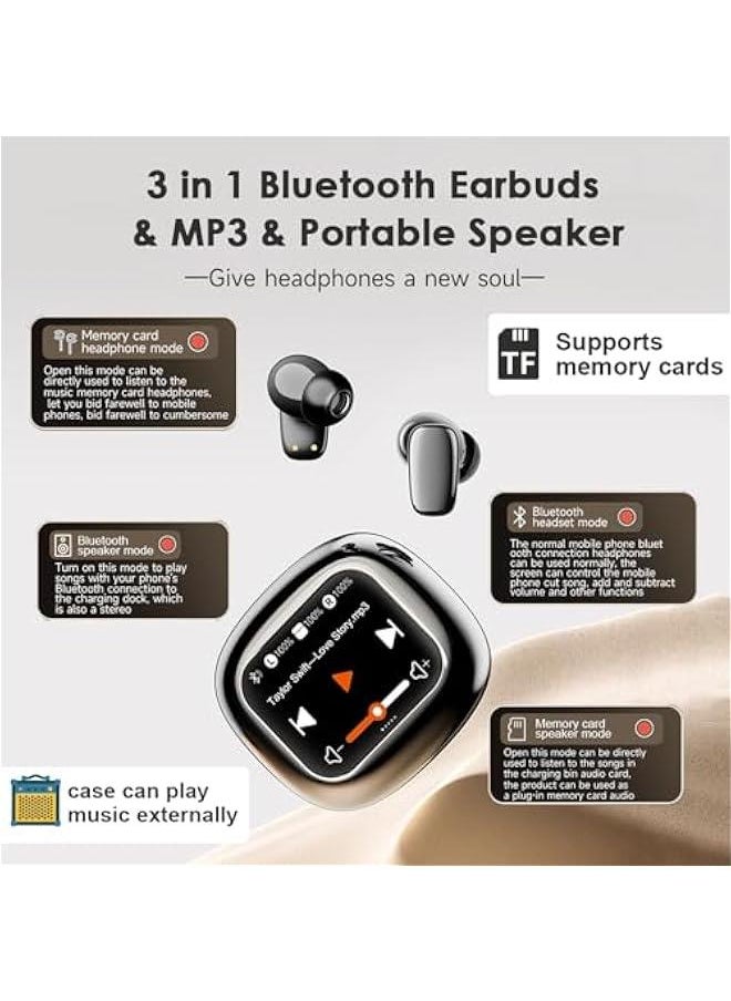Generic Touchscreen Earbuds Wireless with Portable Bluetooth 5.4 Speaker Touch Screen Case, ANC Earbuds Sound Active Noise Cancelling Earphone Blue Tooth Ear Buds Wireless Bluetooth Earbuds for iPhone Android  - Image 2