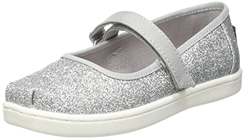 TOMS girls Toms Silver Iridescent Glimmer Tiny Mary Jane Flat 10011521 Loafer, Silver Iridescent Glimmer, 6 Little Kid US - Image 1