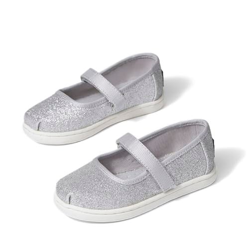 TOMS girls Toms Silver Iridescent Glimmer Tiny Mary Jane Flat 10011521 Loafer, Silver Iridescent Glimmer, 6 Little Kid US - Image 4