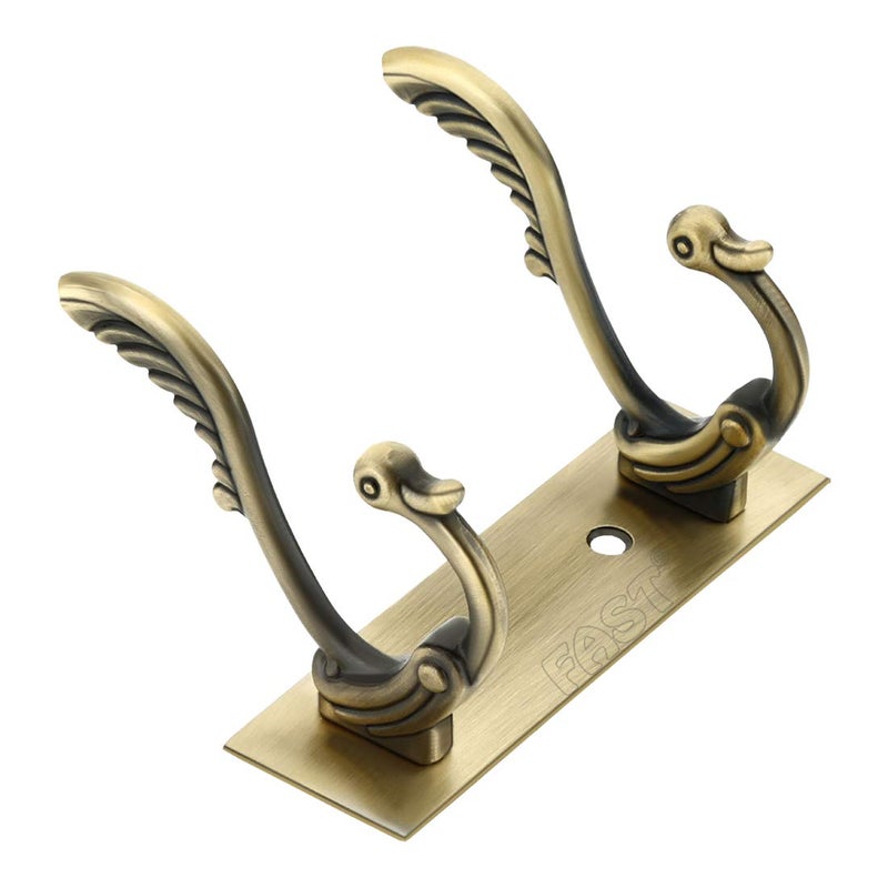 FAST CH13 2 Hanging Hook Stainless Steel Brass Antique Wall and Door Mounted Towel Hooks Rack - Image 1