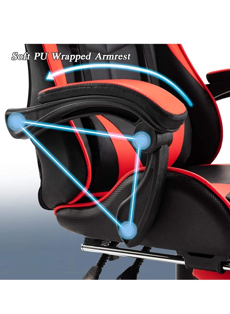 Cool Baby Gaming Chair Durable Leather Seat 360° Gaming Chair with Footrest Adjustable Swivel Task Chair with Headrest Blue - Image 3