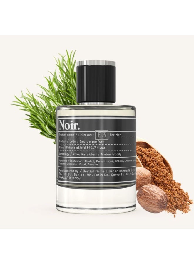 نوير عطر نوار إي 3 للرجال - عطر خشبي، 50 مل | كل رجل يرغب بالثقة | صنع في تركيا - Image 1