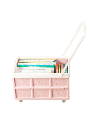 Collapsible Handcart Rolling Utility Cart Folding Shopping Cart with Lid Folding and Collapsible Hand Crate with Lid 4 Wheel Rolling Cart 30 Liter Large Capacity Pink - pzsku/Z92AAAC97E43FC4787FB9Z/45/_/1660632304/ba7d6a57-1f39-4f86-add6-a830aae2066a