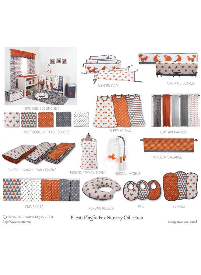 Bacati غطاء وسادة تغيير باتشاتي PFOGCPC1 مع تصميم الثعالب المرحة والسهام، برتقالي/رمادي - Image 5