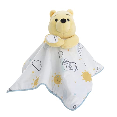 Disney Winnie The Pooh White, Yellow, and Aqua Cloud and Sun Lovey Security Blanket - Image 1
