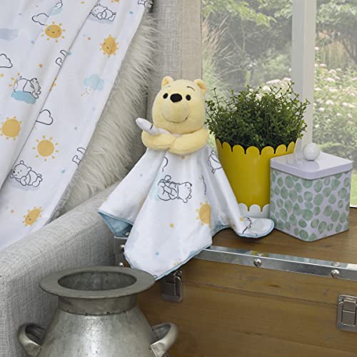 Disney Winnie The Pooh White, Yellow, and Aqua Cloud and Sun Lovey Security Blanket - Image 4