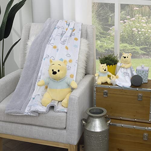 Disney Winnie The Pooh White, Yellow, and Aqua Cloud and Sun Lovey Security Blanket - Image 5