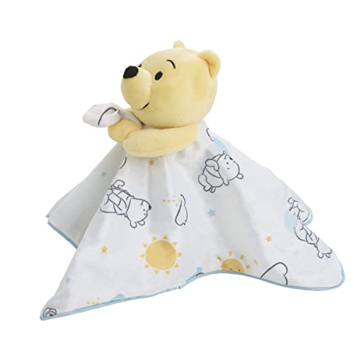 Disney Winnie The Pooh White, Yellow, and Aqua Cloud and Sun Lovey Security Blanket - Image 2