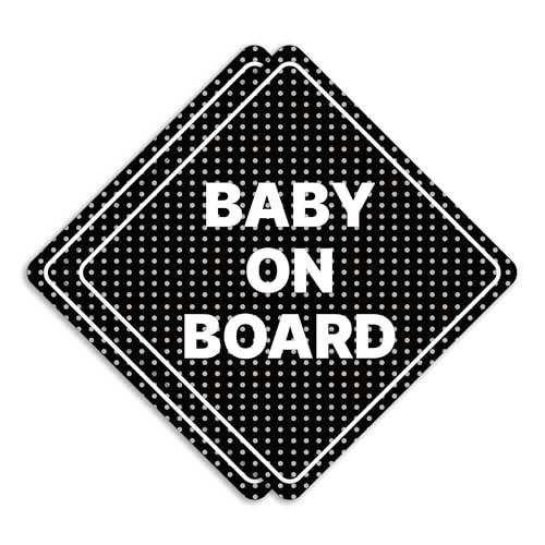 GEEKBEAR Baby on Board Sticker or Magent for Cars 2 Pack Safety Signs 68 x 68 in Sticker Black - Image 1
