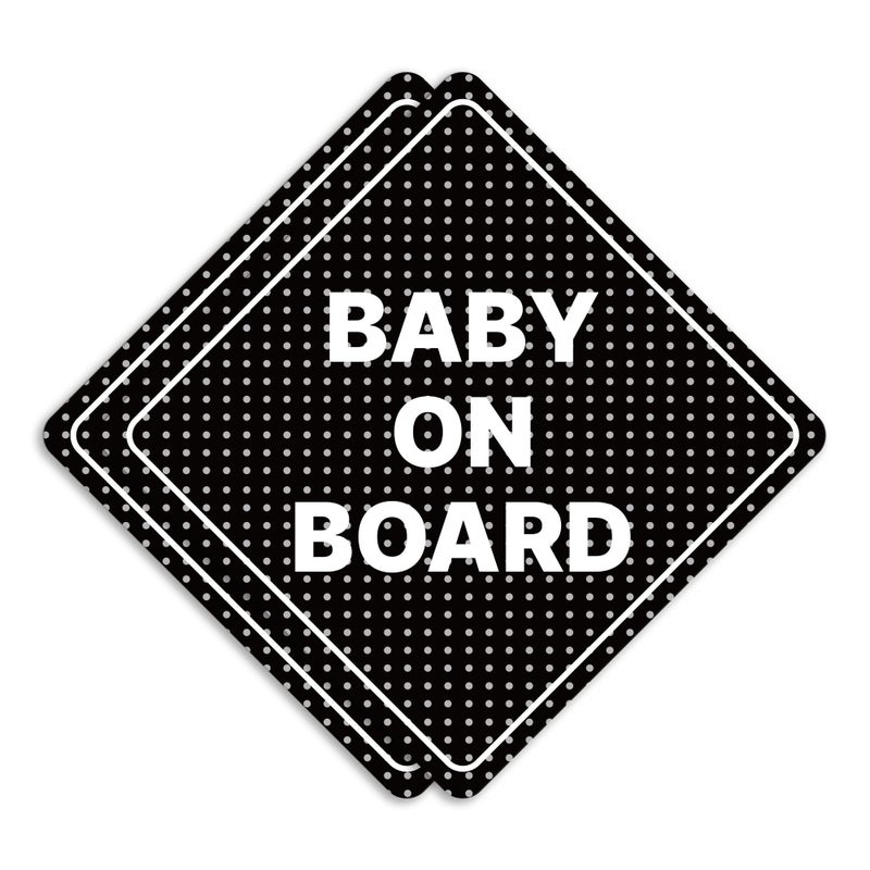 GEEKBEAR Baby on Board Sticker or Magent for Cars 2 Pack Safety Signs 68 x 68 in Sticker Black - Image 3