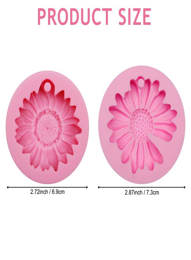Xcake Lcook Sunflower and Daisy Silicone Mold, 2.72 inch and 2.87 inch Flower Fondant Molds, Pink - Image 2