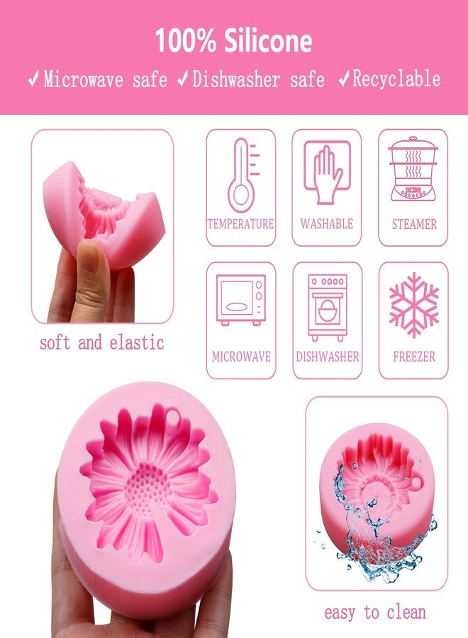 Xcake Lcook Sunflower and Daisy Silicone Mold, 2.72 inch and 2.87 inch Flower Fondant Molds, Pink - Image 3
