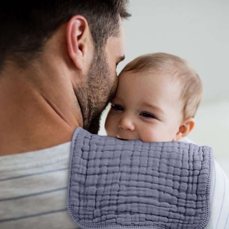 Looxii Muslin Burp Cloths 100% Cotton Muslin Cloths Large 20''x10'' Extra Soft and Absorbent 6 Pack Baby Burping Cloth for Boys and Girls (Fog Blue) - Image 5