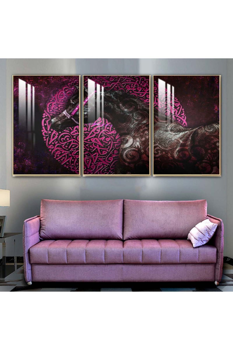 Marktna Three wooden wall painting with a frame and a clear acrylic layer - Image 1