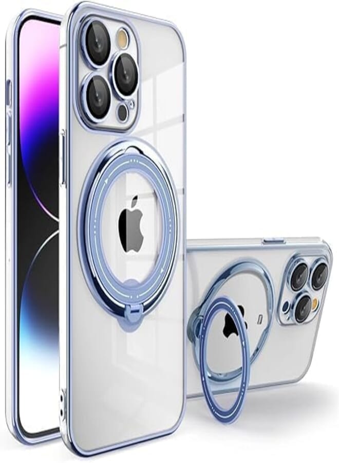 Next Store Compatible with iPhone 15 Pro Max Case, PU Leather Phone Case, Support Magnetic Charging, Camera Lens Protector, Scratch Resistant, Shockproof, Protective Phone Case.(Blue)