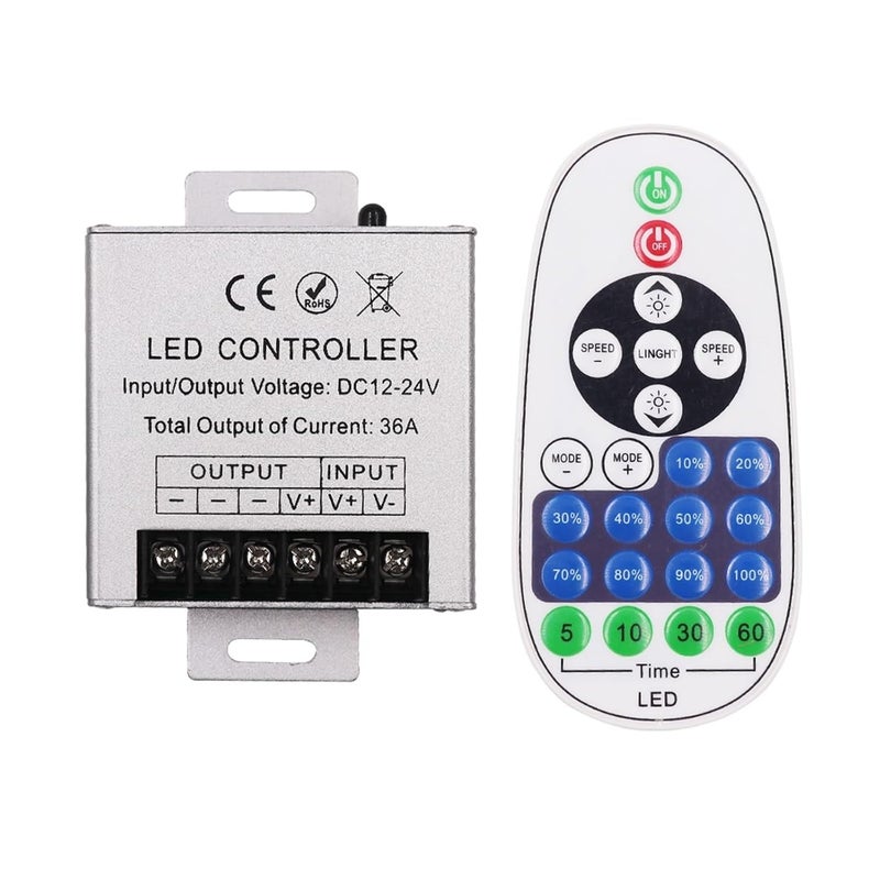 12V LED Dimmer Set 36A 360W with 23 Key Remote Control for Single Color Light Strip - Image 1