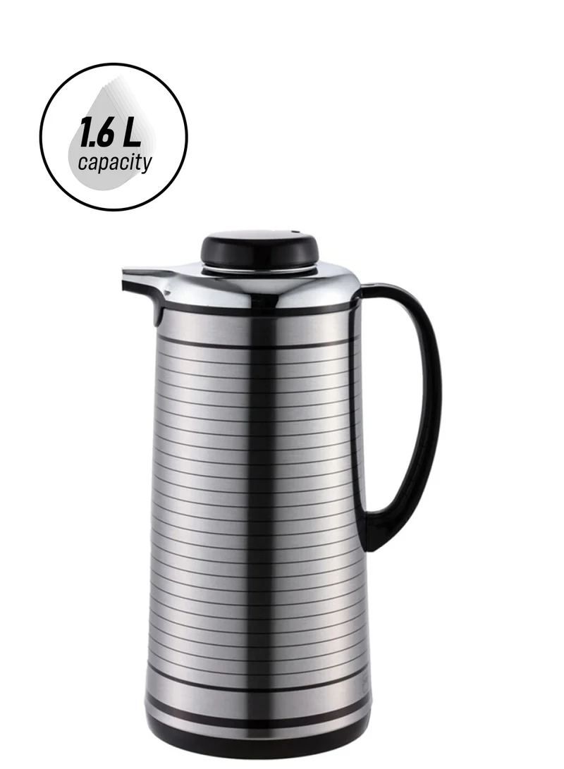 بين سيرفي V-M206-SS-1.6L قارورة عازلة للحرارة متينة عالية الجودة من الفولاذ فضي وأسود 1.6 لتر