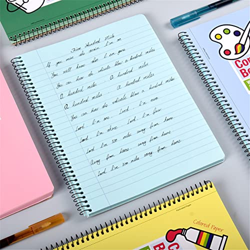 KAISA Colored Paper Spiral Notebook, Wide Ruled 7-1/2"x 9-3/4" Wirebound 1 Subject Notebooks, 100 Sheet/pad 4Pads/Pack, SC10001W - Image 3