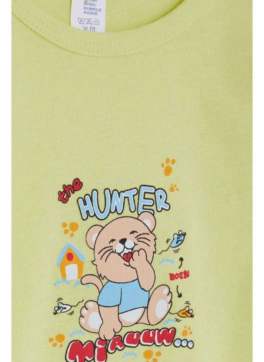 Breeze Baby Boy Snap-On Bodysuit Hunter Kitten Printed 9 Months-3 Years, Pistachio Green