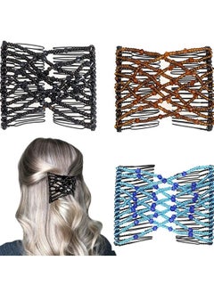 Y&D Elastic Magic Hair Comb Clips Stretchy Double Forks for Women Girls Vintage Hairstyle Multipurpose Accessories 3 Pieces  - Image 1